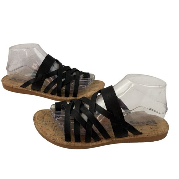 *Korks Khell Sandals Womens 8 Black Leather Strappy Slip On Flat Summer Comfort - Picture 7 of 12